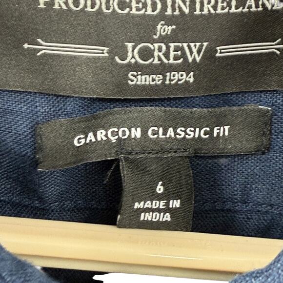 Baird McNutt J Crew Garçon Classic Shirt Irish linen Button Down Navy Size 6 NWT - Picture 7 of 8